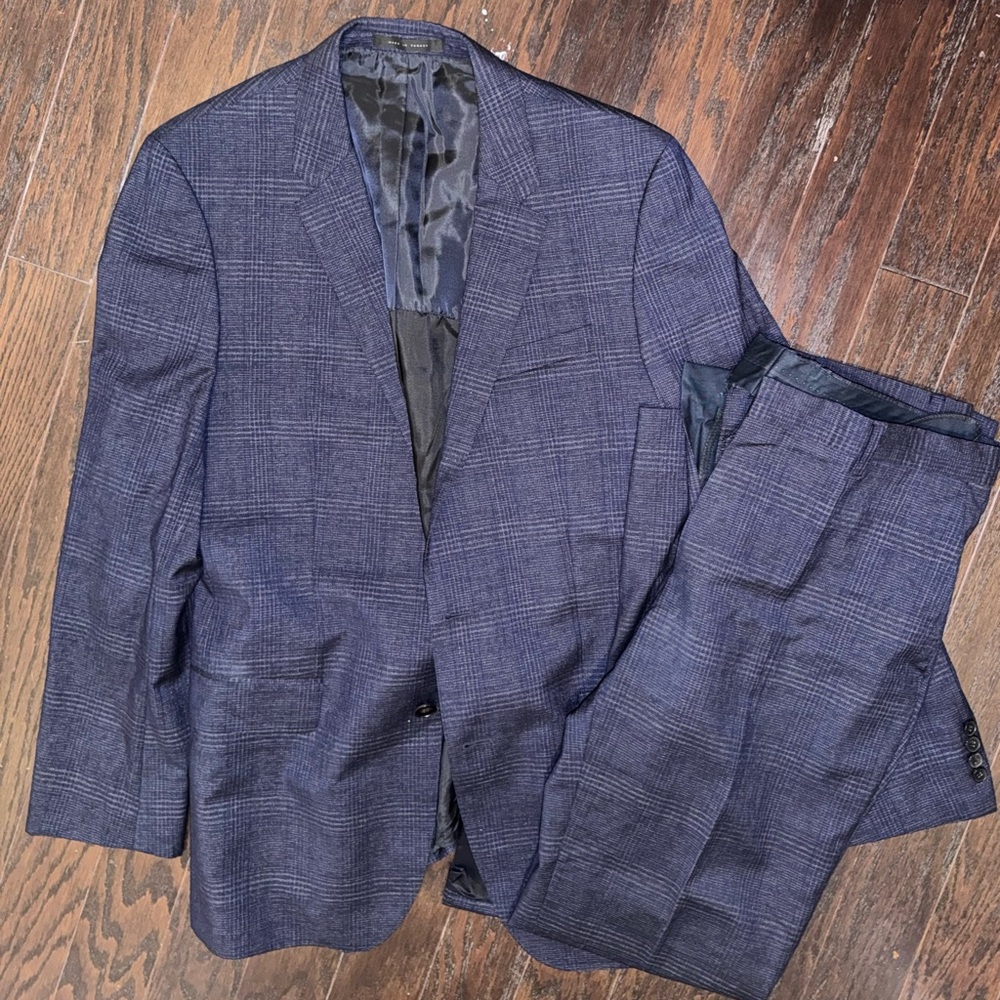 Hugo Boss Navy Plaid Suit